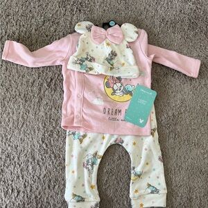 Pink and Cream Baby Outfit with Hat